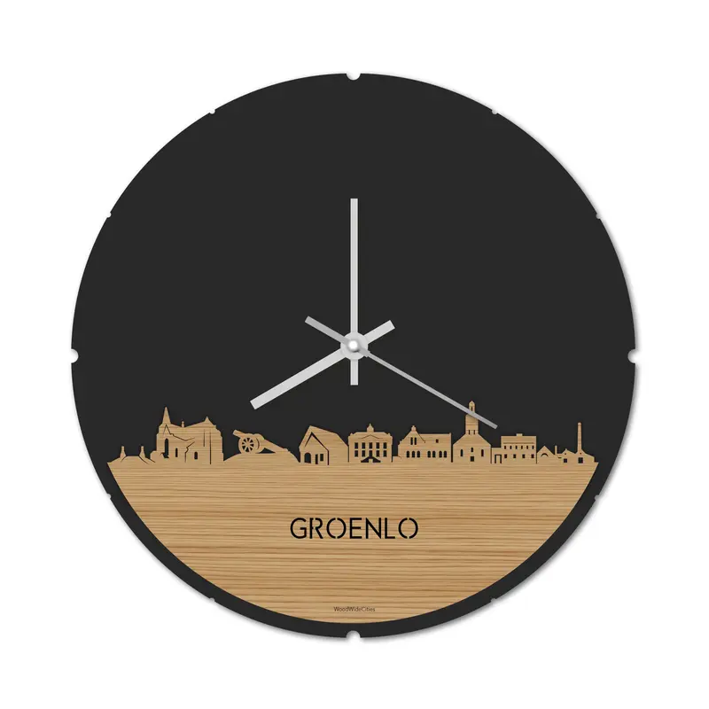 Skyline Klok Rond Groenlo Bamboe
