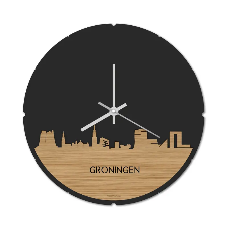 Skyline Klok Rond Groningen Bamboe