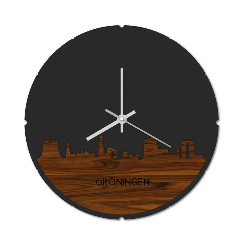 Skyline Klok Rond Groningen Palissander