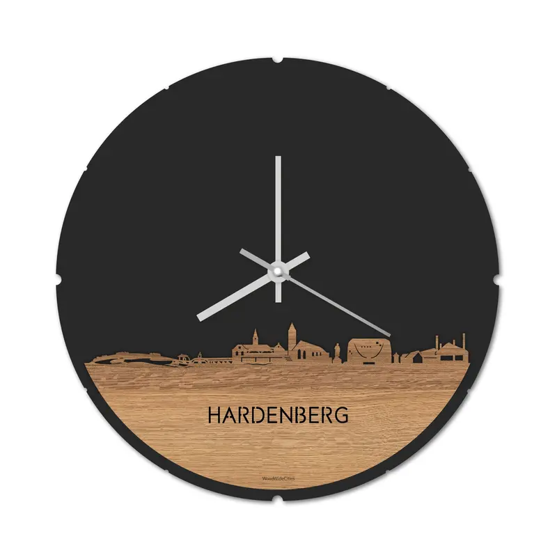 Skyline Klok Rond Hardenberg Eiken