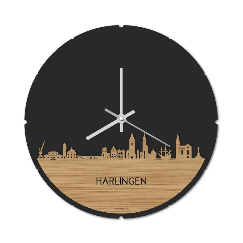 Skyline Klok Rond Harlingen Bamboe