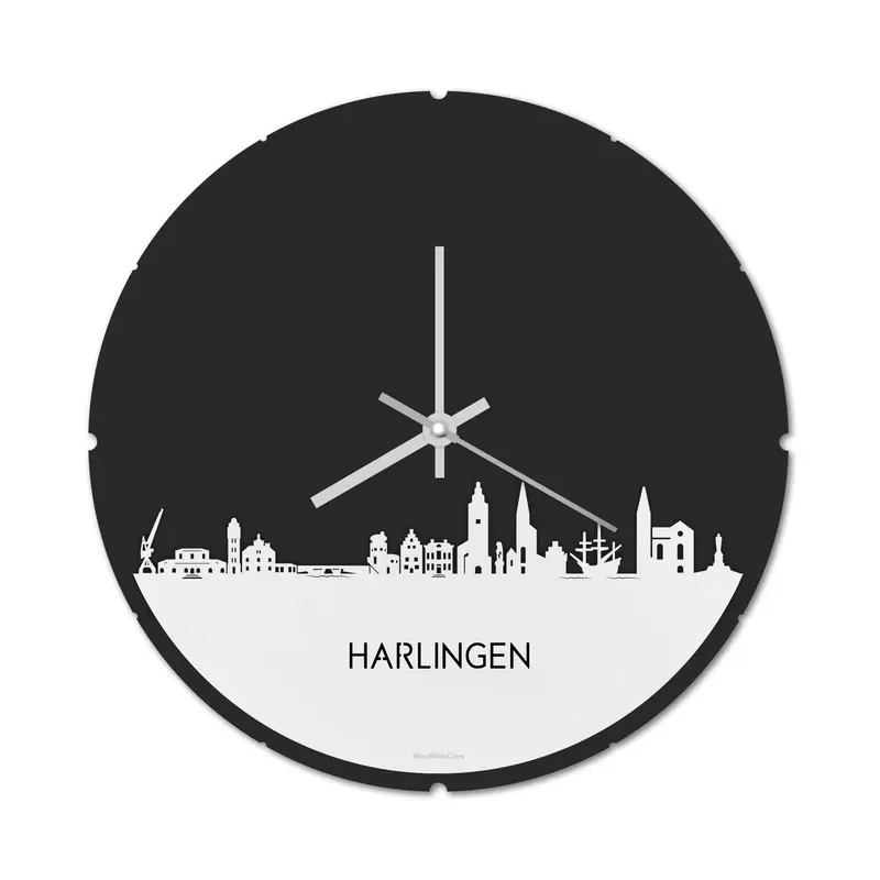 Skyline Klok Rond Harlingen Wit Glanzend