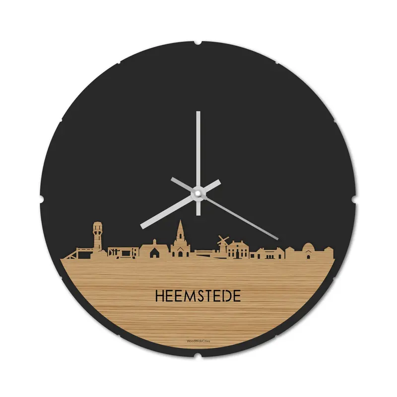 Skyline Klok Rond Heemstede Bamboe