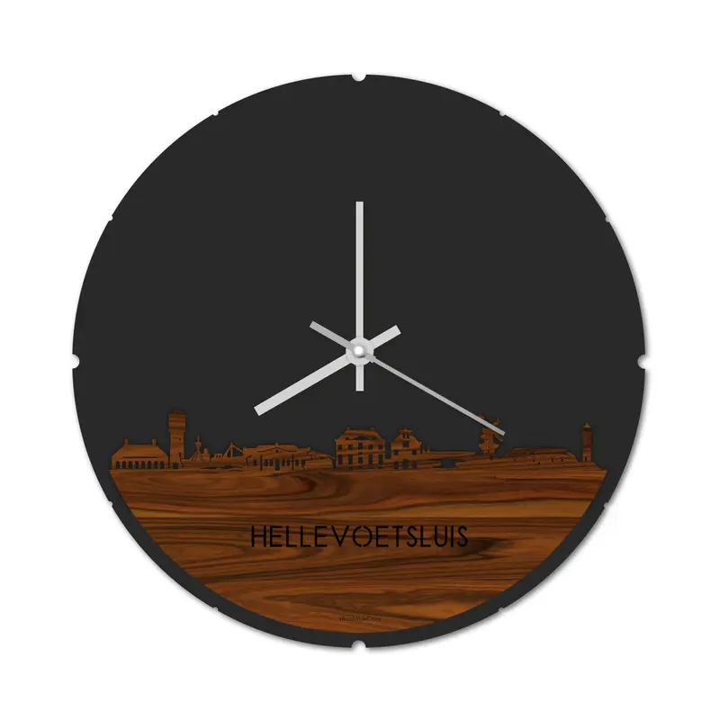 Skyline Klok Rond Hellevoetsluis Palissander