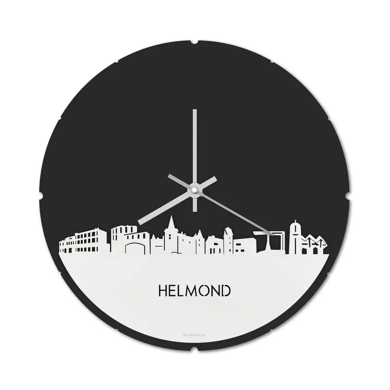 Skyline Klok Rond Helmond Wit Glanzend