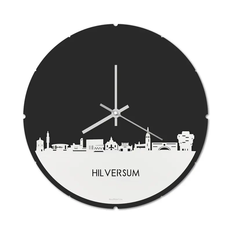Skyline Klok Rond Hilversum Wit Glanzend