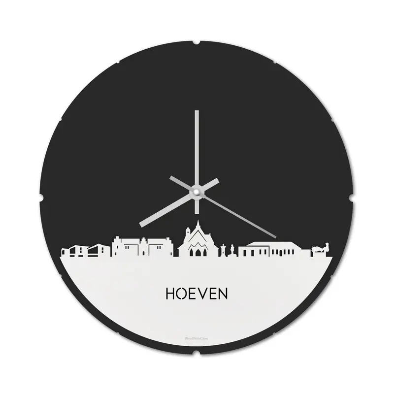 Skyline Klok Rond Hoeven Wit Glanzend