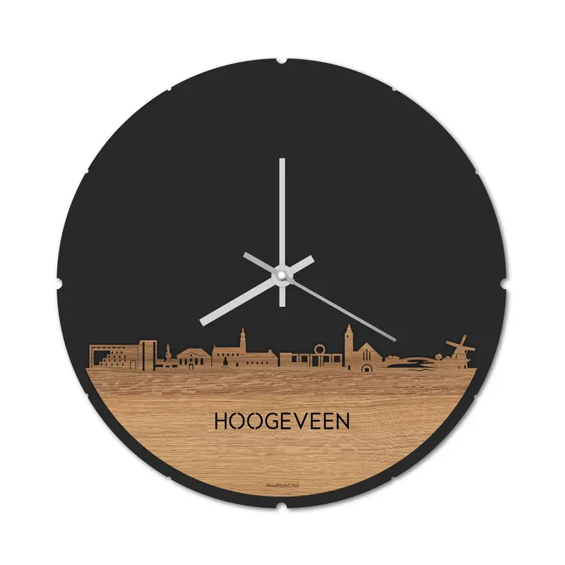 Skyline Klok Rond Hoogeveen Eiken