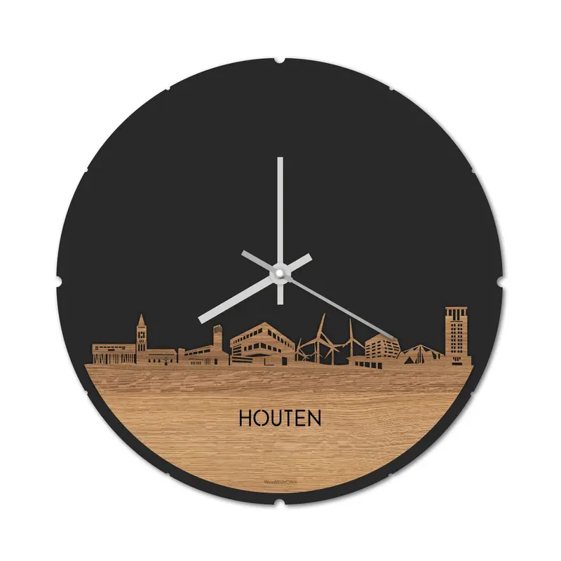 Skyline Klok Rond Houten Eiken
