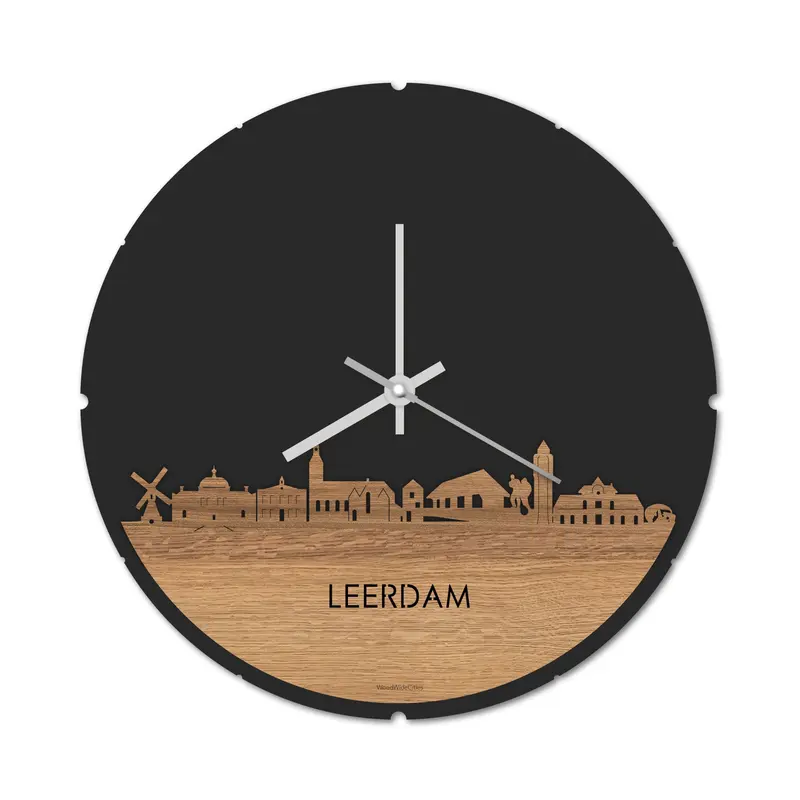Skyline Klok Rond Leerdam Eiken