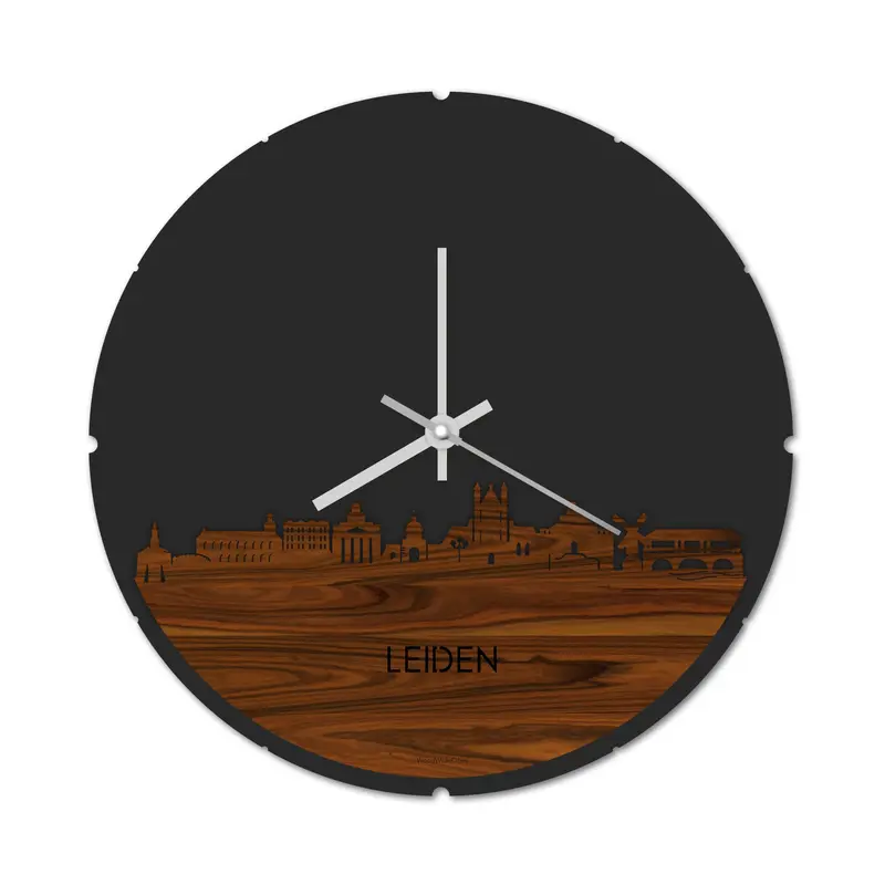 Skyline Klok Rond Leiden Palissander