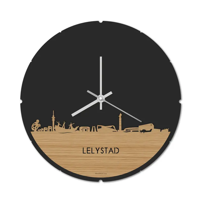 Skyline Klok Rond Lelystad Bamboe