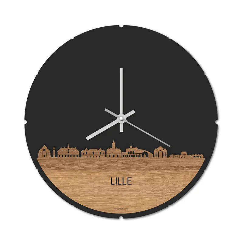 Skyline Klok Rond Lille Eiken