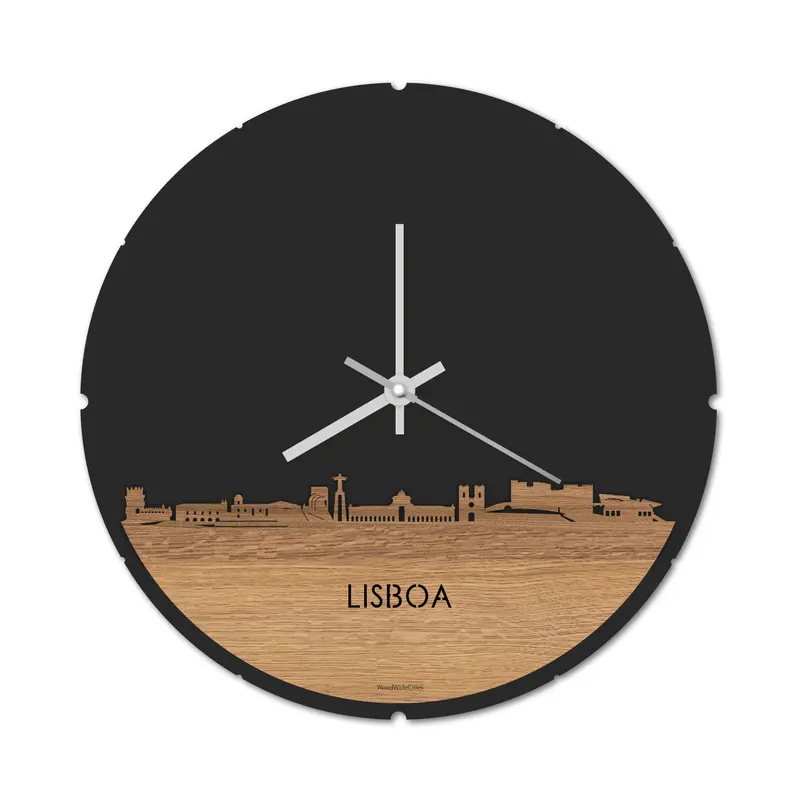 Skyline Klok Rond Lisboa Eiken