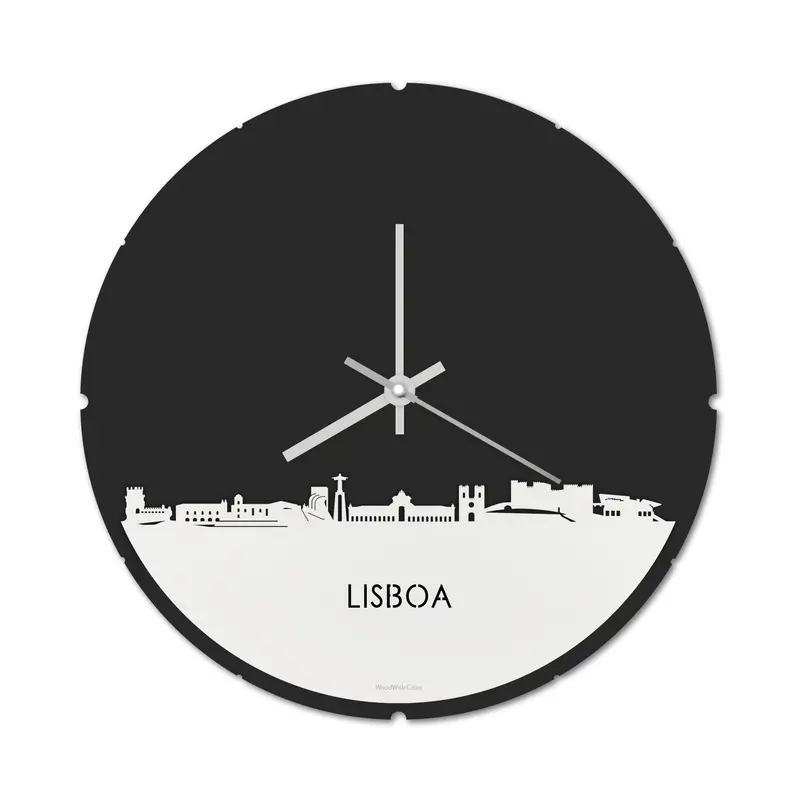 Skyline Klok Rond Lisboa Wit Glanzend