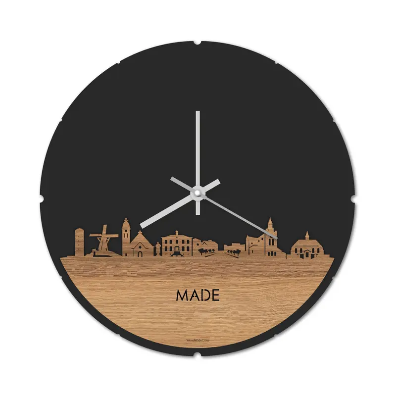 Skyline Klok Rond Made Eiken