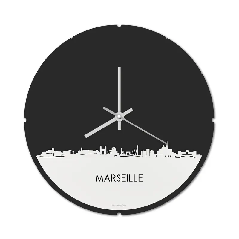 Skyline Klok Rond Marseille Wit Glanzend