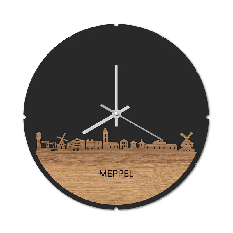 Skyline Klok Rond Meppel Eiken