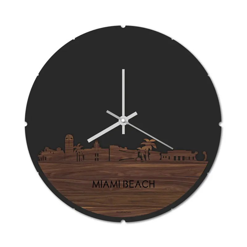 Skyline Klok Rond Miami Beach Noten