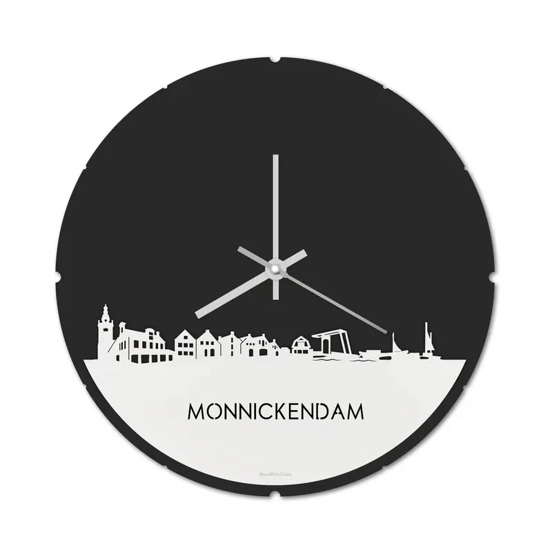 Skyline Klok Rond Monnickendam Wit Glanzend