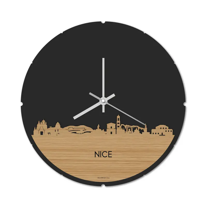 Skyline Klok Rond Nice Bamboe