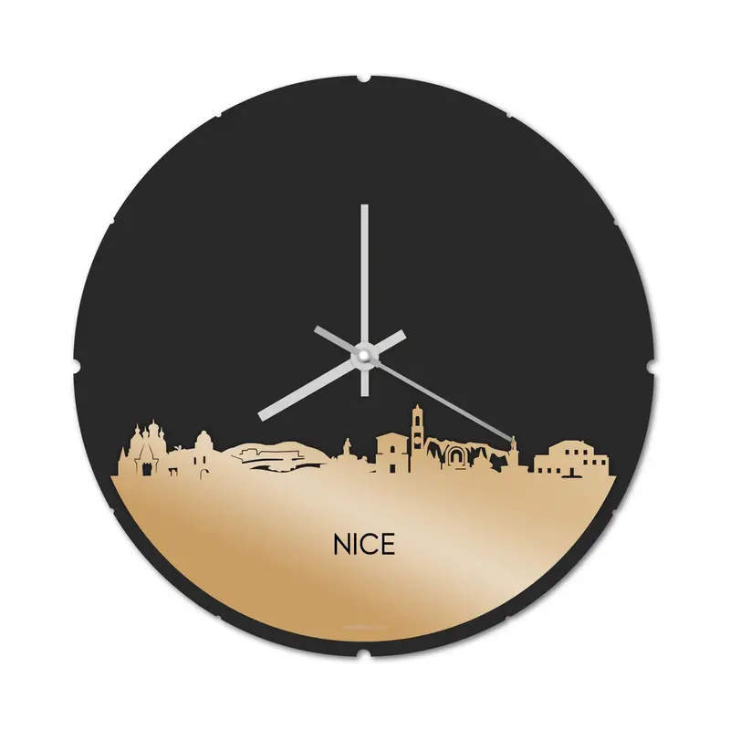 Skyline Klok Rond Nice Goud Metallic