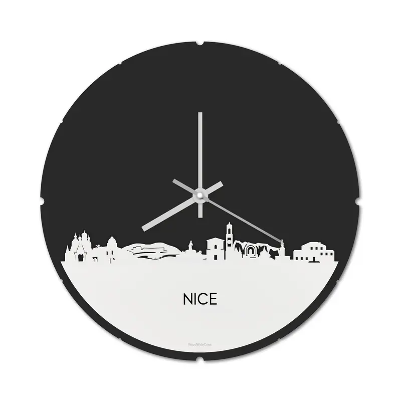 Skyline Klok Rond Nice Wit Glanzend
