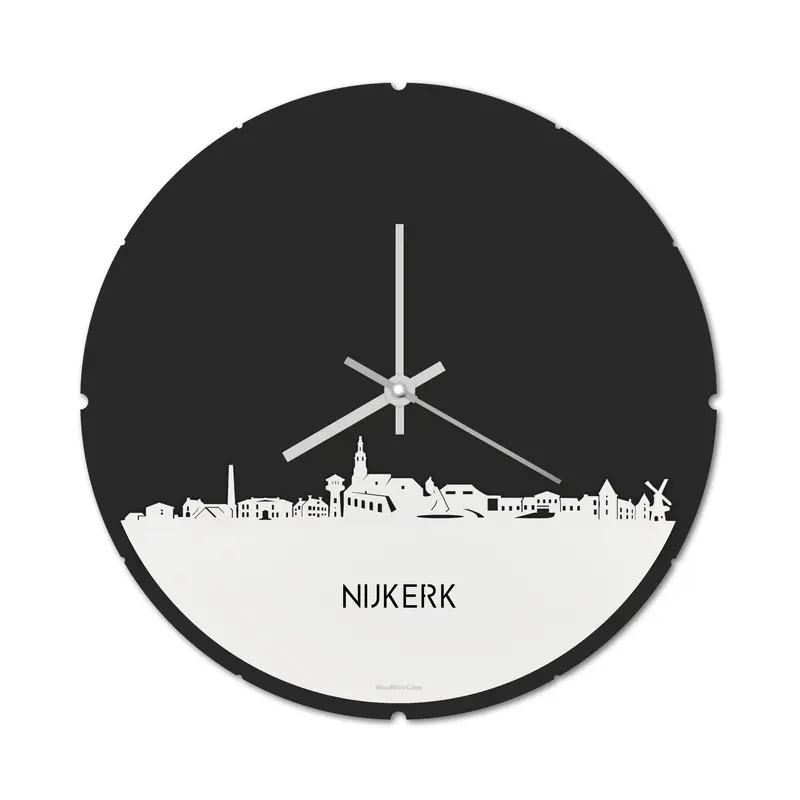 Skyline Klok Rond Nijkerk Wit Glanzend