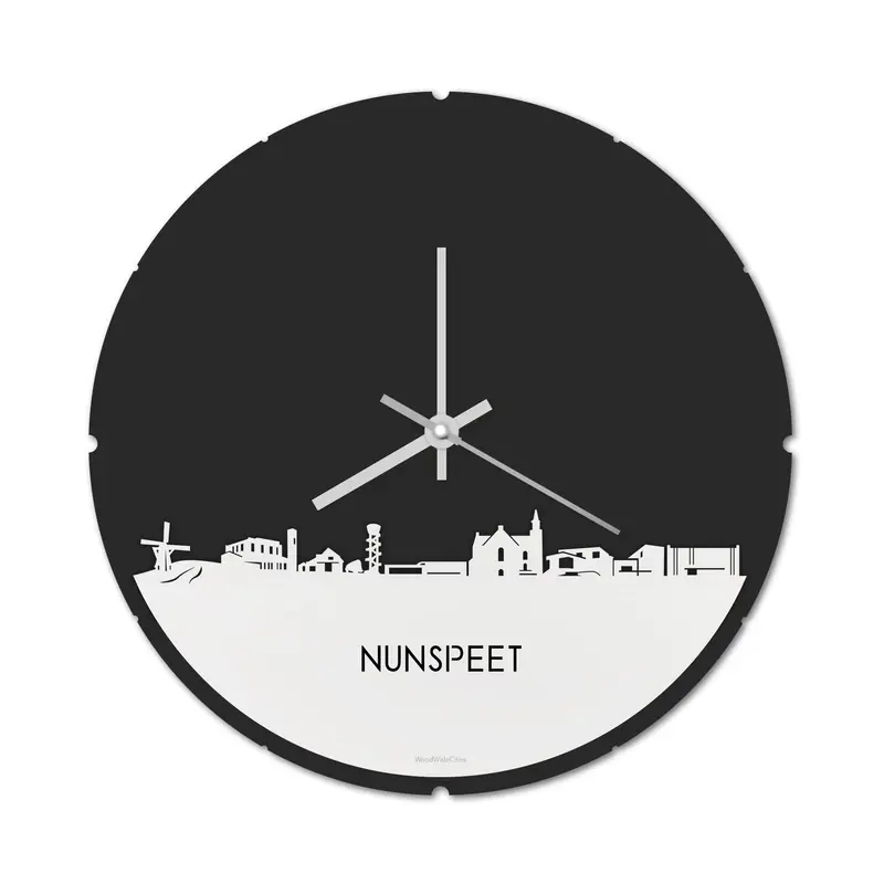 Skyline Klok Rond Nunspeet Wit Glanzend