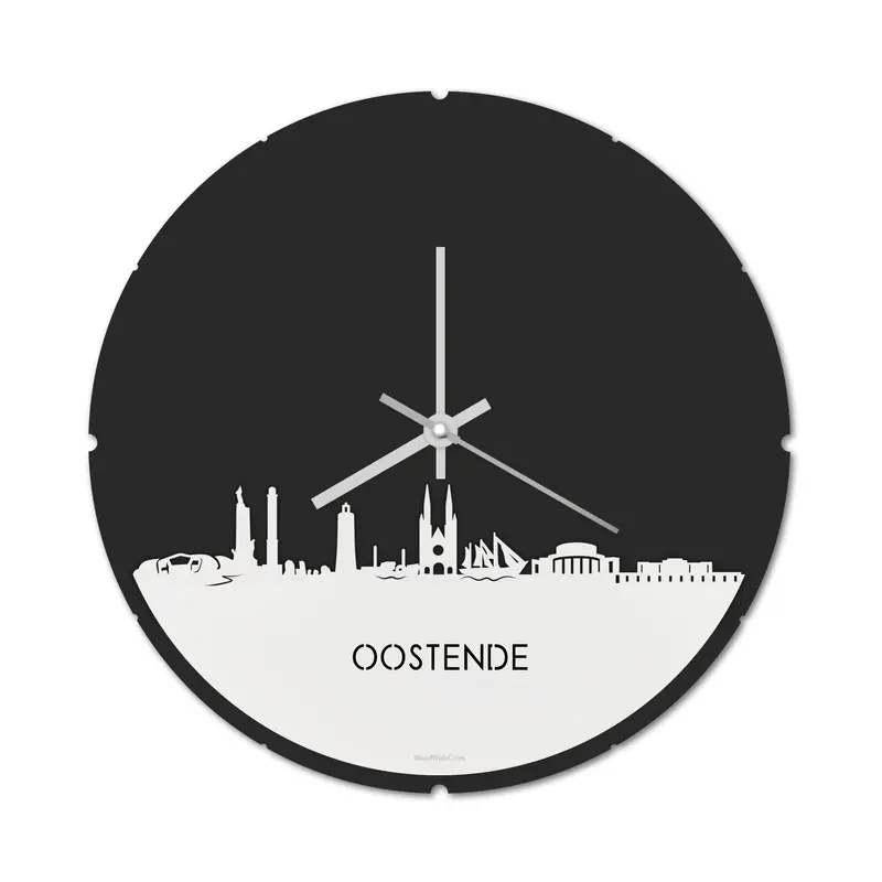 Skyline Klok Rond Oostende Wit Glanzend