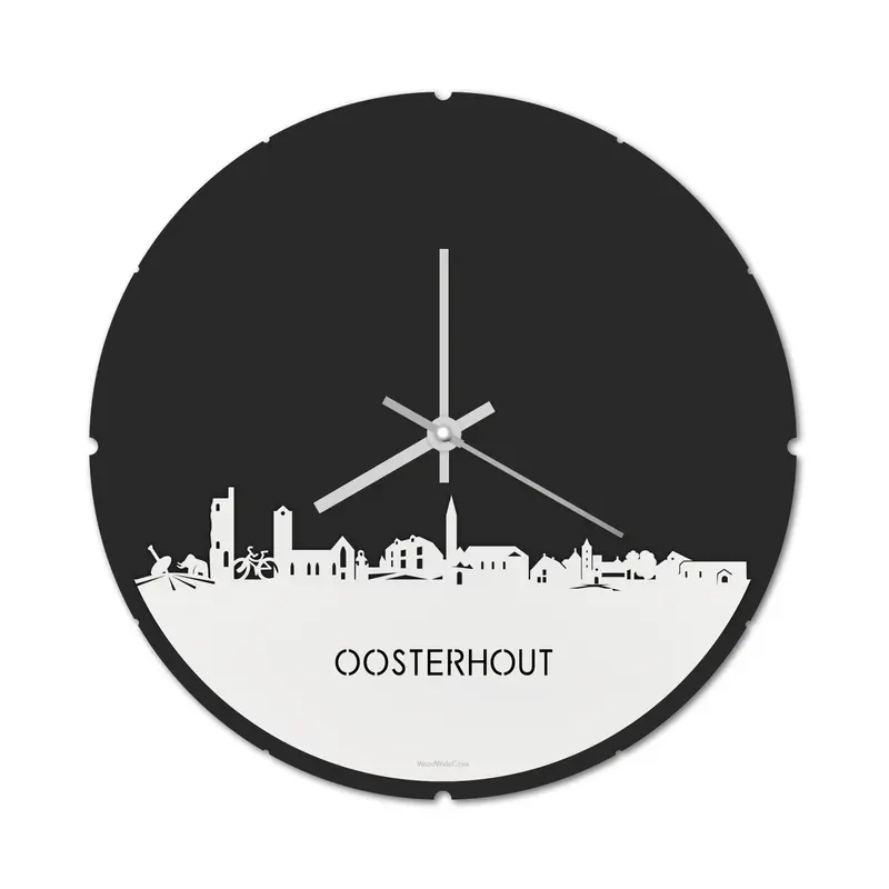 Skyline Klok Rond Oosterhout Wit Glanzend