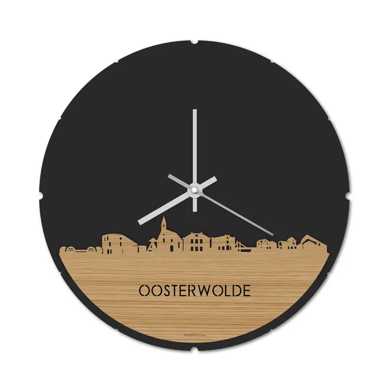 Skyline Klok Rond Oosterwolde Bamboe