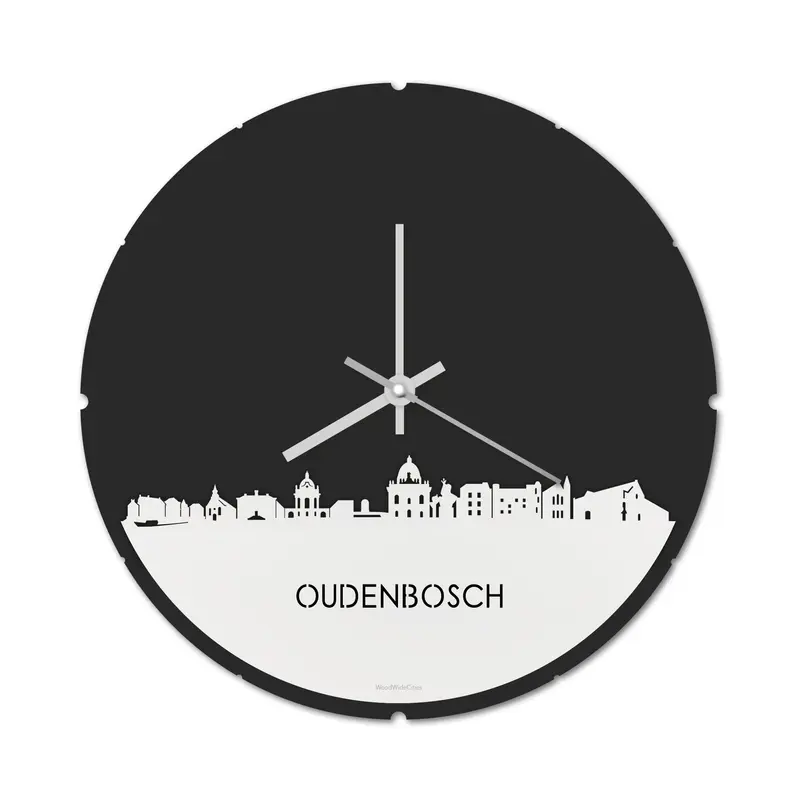 Skyline Klok Rond Oudenbosch Wit Glanzend