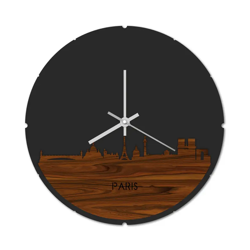 Skyline Klok Rond Parijs Palissander