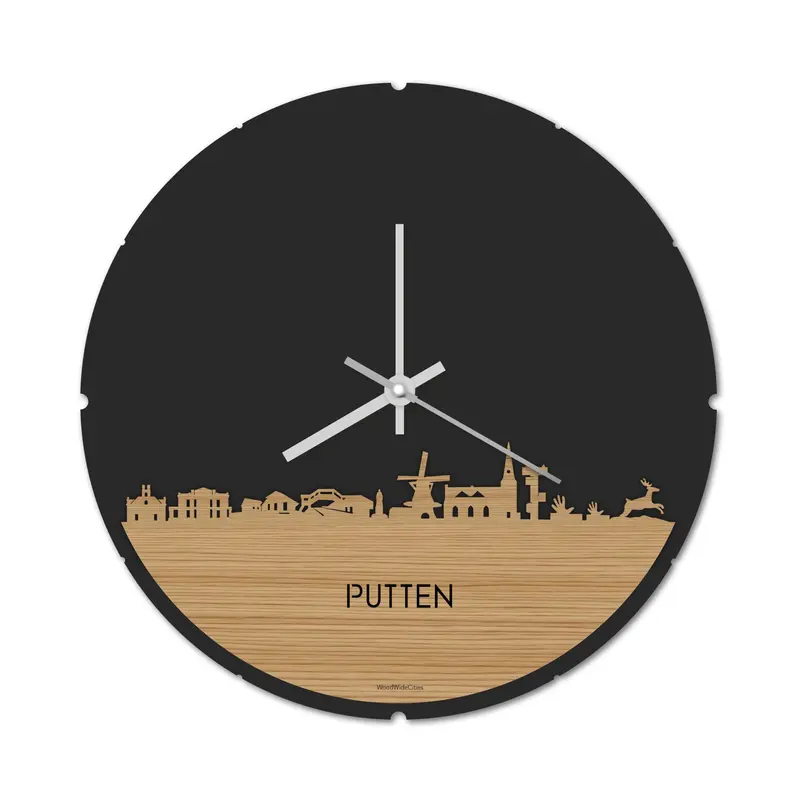 Skyline Klok Rond Putten Bamboe