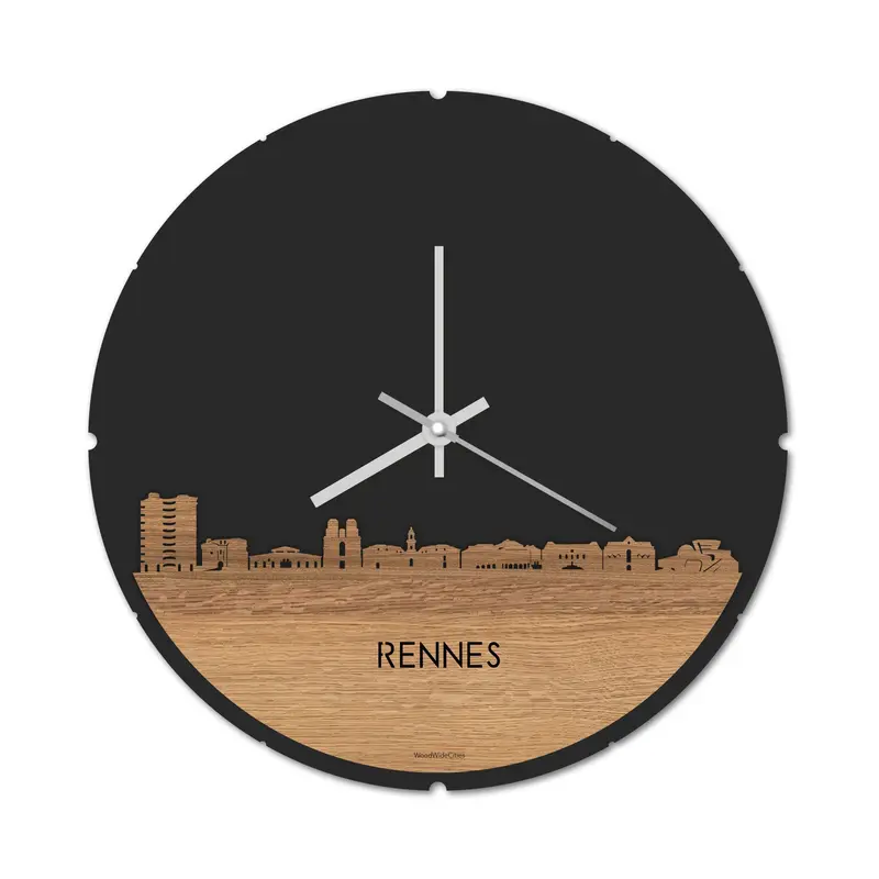 Skyline Klok Rond Rennes Eiken