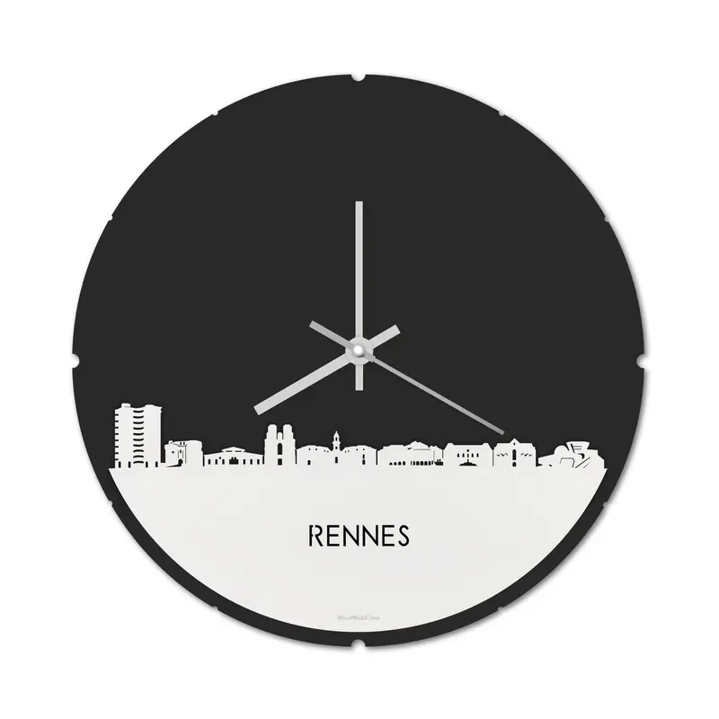 Skyline Klok Rond Rennes Wit Glanzend