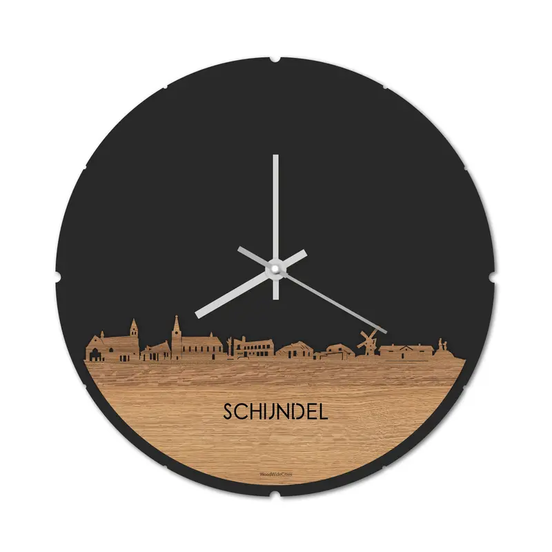Skyline Klok Rond Schijndel Eiken