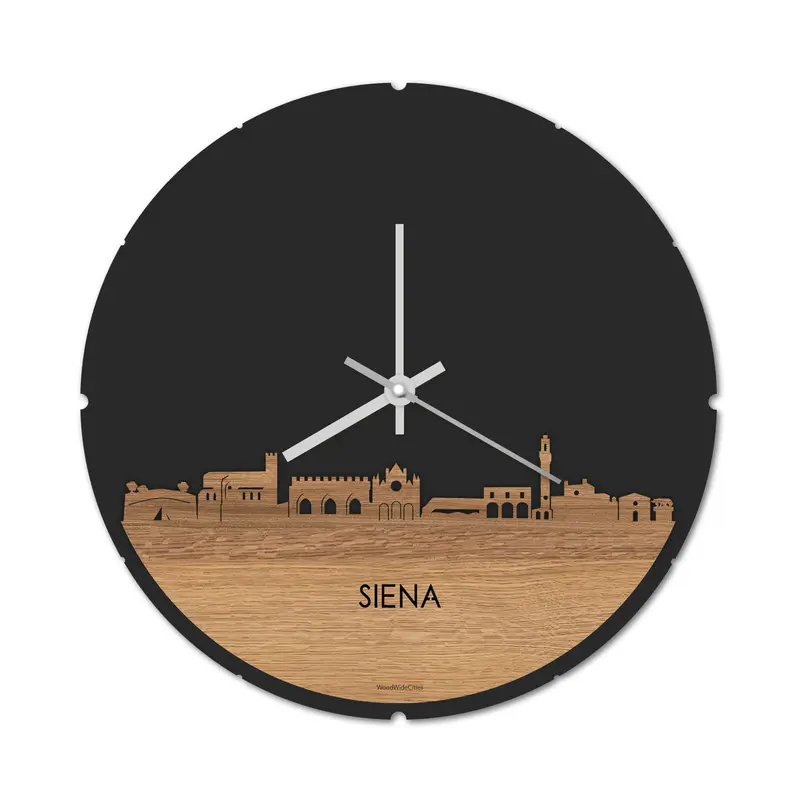 Skyline Klok Rond Siena Eiken