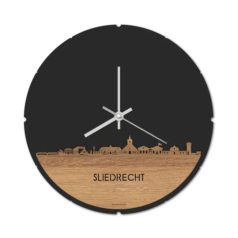 Skyline Klok Rond Sliedrecht Eiken