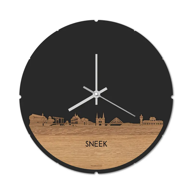 Skyline Klok Rond Sneek Eiken