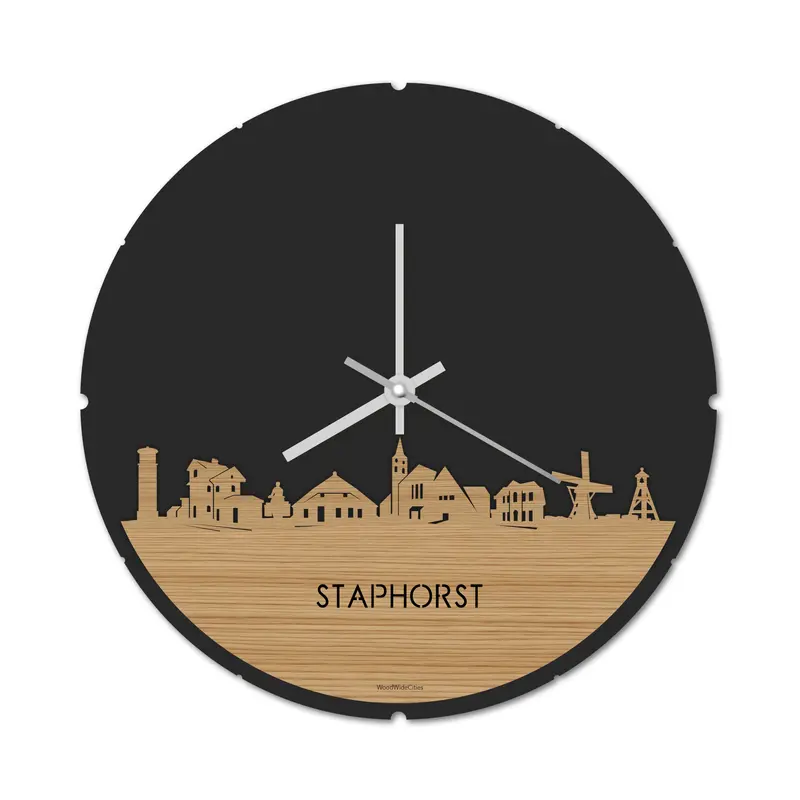 Skyline Klok Rond Staphorst Bamboe