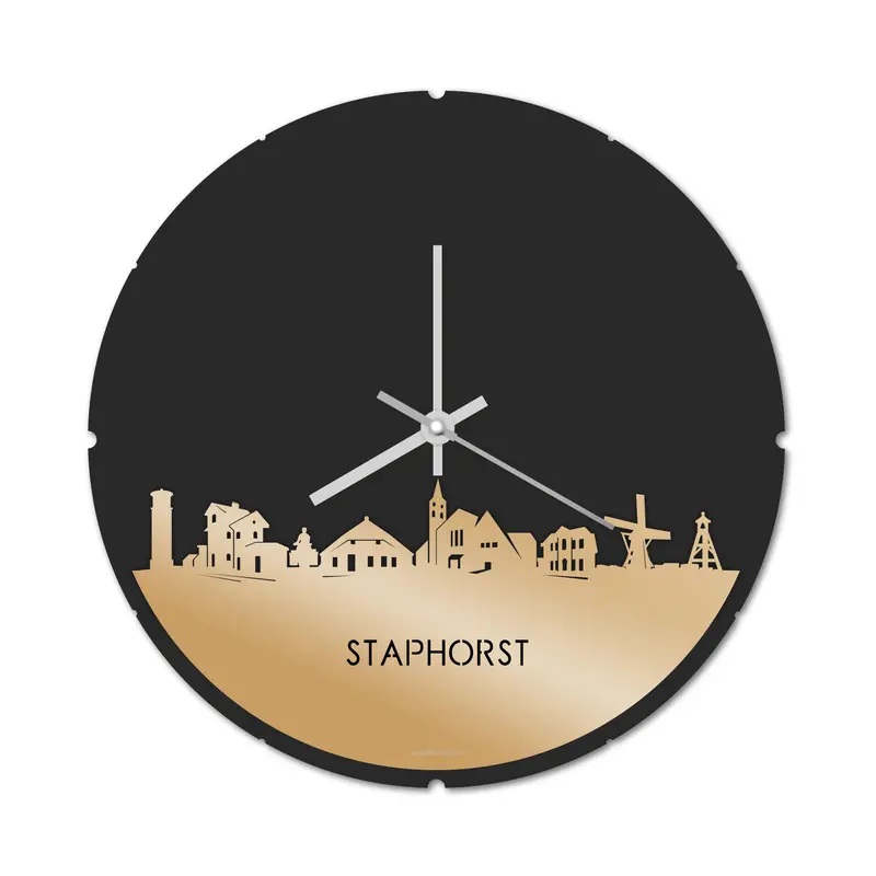 Skyline Klok Rond Staphorst Goud Metallic