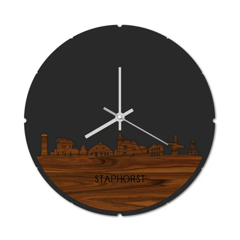 Skyline Klok Rond Staphorst Palissander