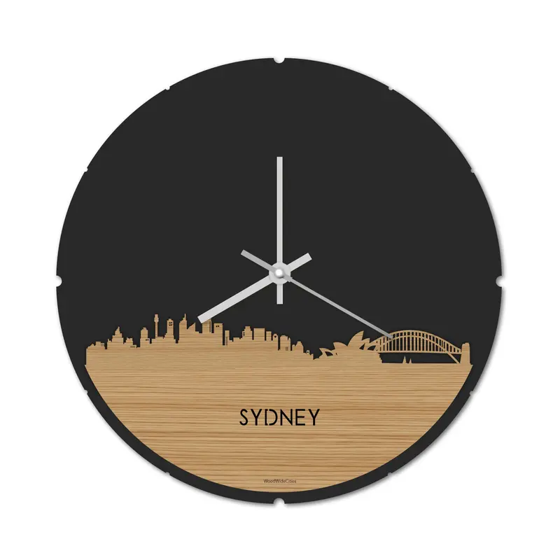 Skyline Klok Rond Sydney Bamboe