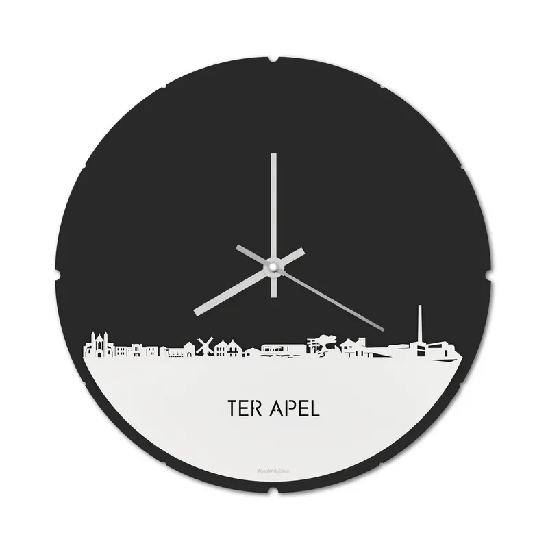 Skyline Klok Rond Ter Apel Wit Glanzend