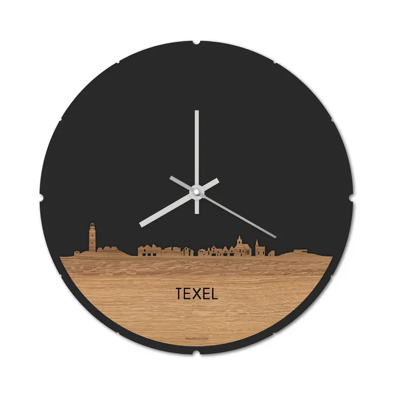 Skyline Klok Rond Texel Eiken