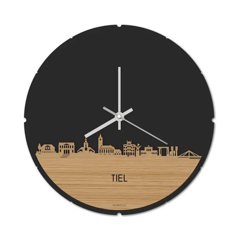 Skyline Klok Rond Tiel Bamboe