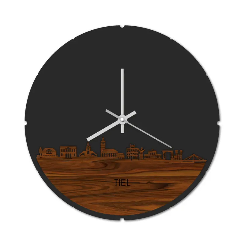 Skyline Klok Rond Tiel Palissander