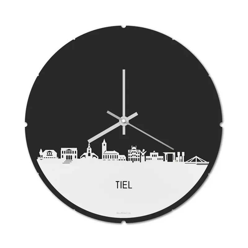 Skyline Klok Rond Tiel Wit Glanzend